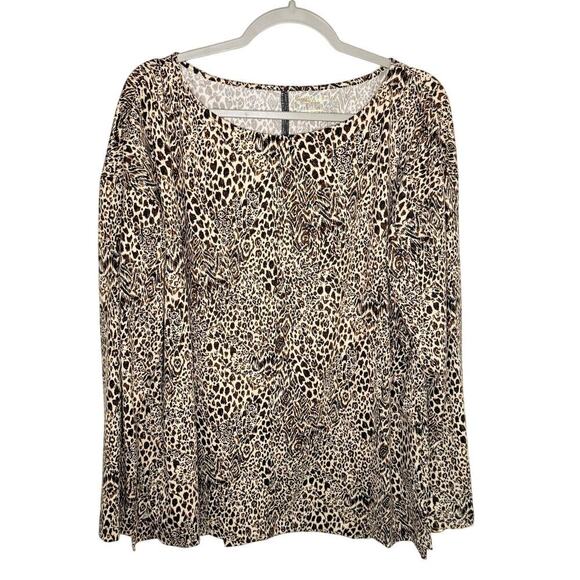 Lilly Pulitzer Karessa Top UPF 50+ Macademia Pattern Play Brown Leopard Size XL - Picture 2 of 6